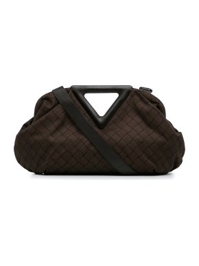 Bottega Veneta Brown Nylon Intrecciato Effect Point Satchel