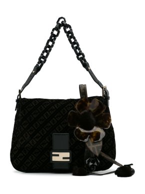 Fendi Zucchino Velvet Mamma Chain Shoulder Bag