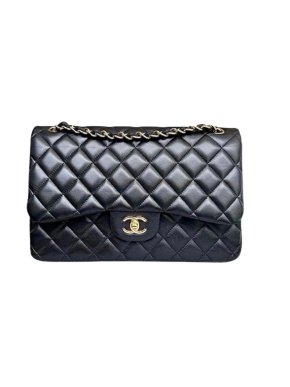 Chanel Black Quilted Lambskin Maxi Double Flap Bag
