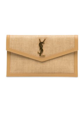 Saint Laurent Raffia Uptown Clutch