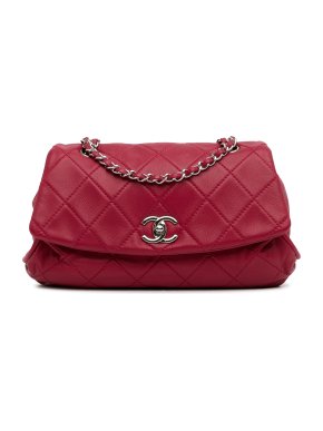 Chanel Red Quilted Calfskin Curvy Flap Shoulder Bag