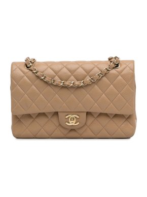 Chanel Beige Caviar Leather Medium Classic Double Flap Bag