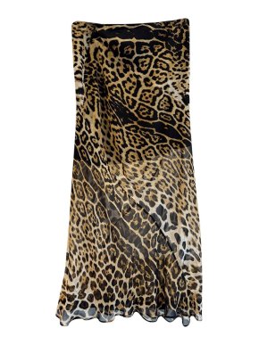 Saint Laurent Leopard Print Sheer Midi Skirt