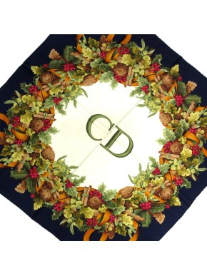 Dior Gucci Blue CD Logo Silk Scarf