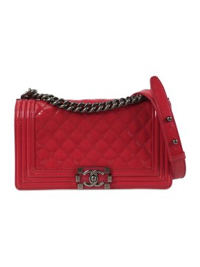 Chanel Pink Patent Leather Medium Boy  Bag