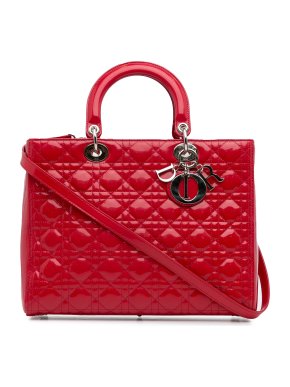 Dior Red Patent Leather Large  Lady Dior