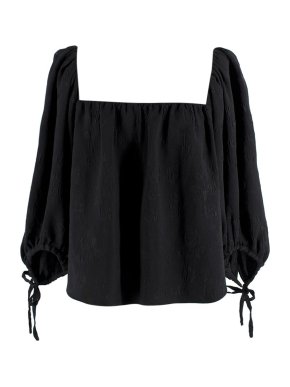 Saint Laurent Black Balloon Sleeve Silk Blouse