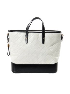 Chanel Black and White Large Aged Calfskin Gabrielle Shopping Tote