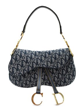 Dior Blue Oblique Double Saddle Bag