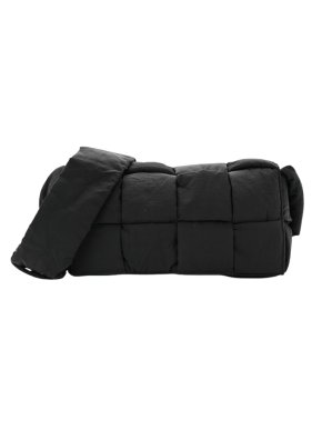 Bottega Veneta Black Maxi Intrecciato Padded Tech Cassette Bag