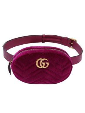 Gucci Pink Velvet GG Marmont  Belt Bag