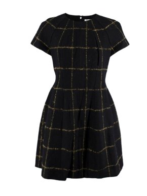 Dior Black & Yellow Wool Skater Dress