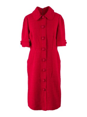 Dolce & Gabbana Red Tweed Button-down Dress