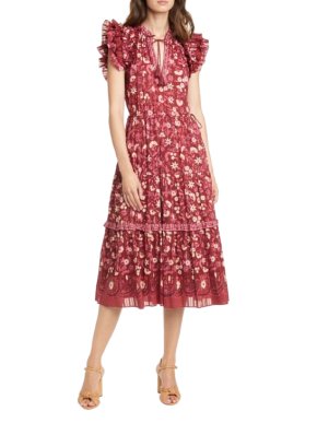 Ulla Johnson Burgundy Linnea Dress