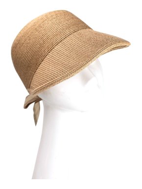 Athena Brown Woven Straw Hat with Grosgrain Bow
