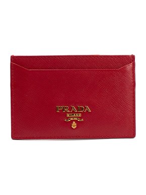 Prada Red Saffiano Leather Card Holder