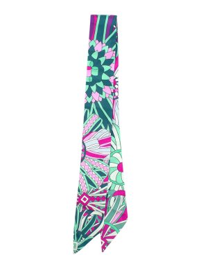 Hermes Purple and Green Silk Twilly