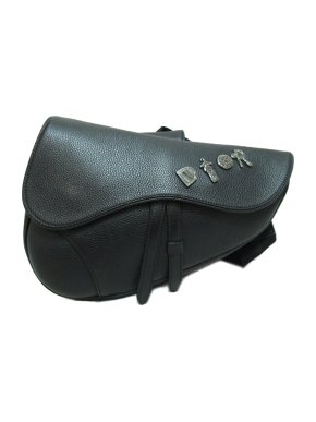 Dior Black Grained Leather Saddle Crossbody Bag