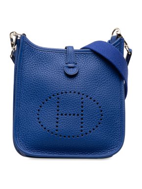 Hermes PM in Blue France  Clemence Leather with Palladium Hardware