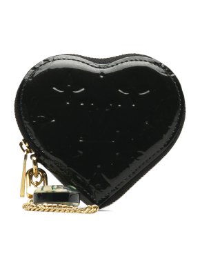 Louis Vuitton Black Patent Leather Monogram Vernis Heart Coin Purse
