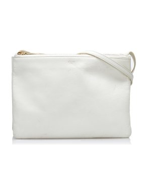 Celine White Leather Trio Crossbody Bag