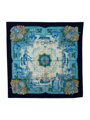 Hermes  Blue 'Azulejos' Silk Scarf 90x90