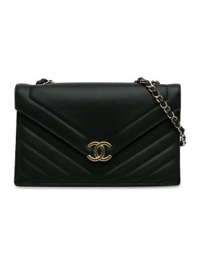 Chanel Black Chevron Envelope Flap Bag