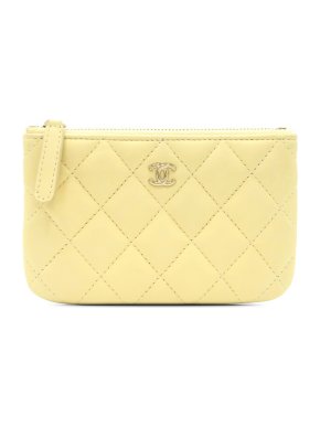 Chanel Yellow Lambskin Mini O Case Pouch