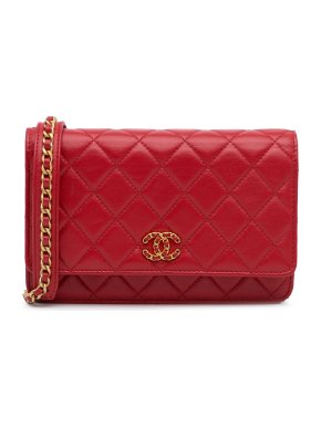 Chanel Red Lambskin 19 Wallet on Chain