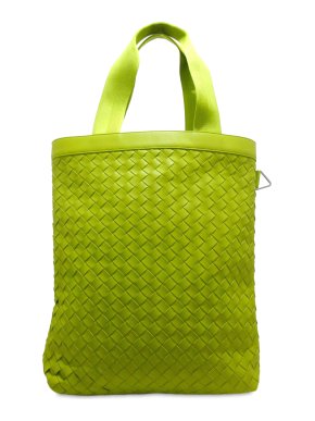 Bottega Veneta Neon Green Intrecciato Tote Bag