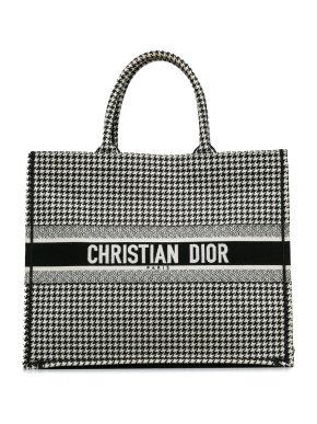 Dior Large Houndstooth Embroidered Book Tote