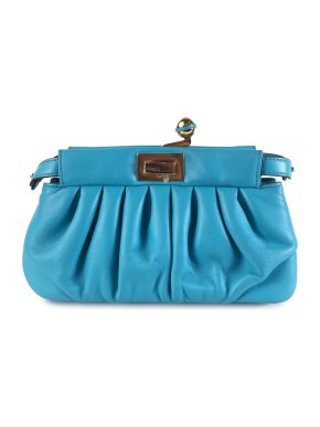 Fendi Blue Leather Peekaboo Click Clutch