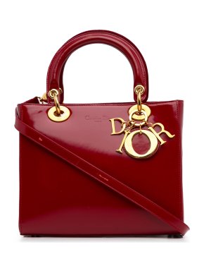 Dior Red Patent Leather Medium  Lady Dior