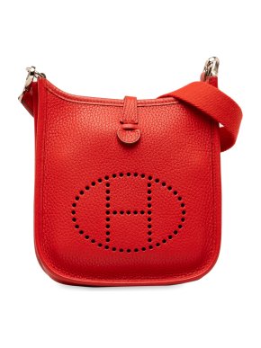 Hermes Evelyne TPM In Red Clemence Leather with Palladium Hardware