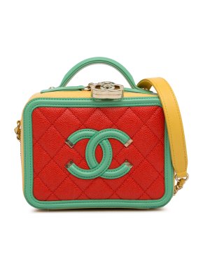 Chanel Tri Colour Small Caviar Leather Vanity Case