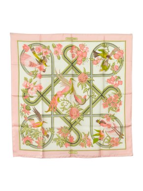 Hermes Pink 'Caraibes' Silk Scarf
