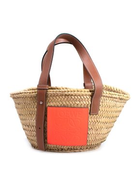 Loewe Small Basket Tote with Neon Orange Patch