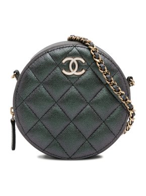 Chanel Iridescent Caviar Leather Round Clutch on Chain