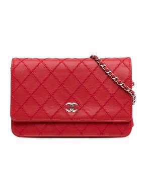 Chanel Red CC Wild Stitch Wallet on Chain