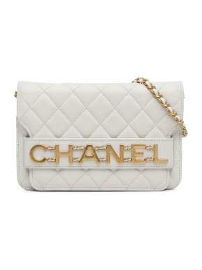 Chanel White Enchained Flap Wallet on Chain
