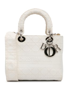 Dior White Medium Cannage Lady D-Lite