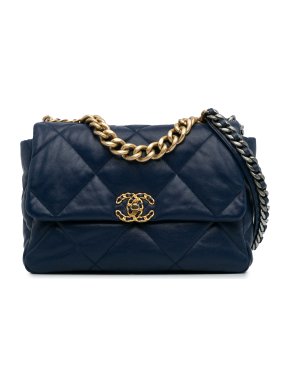 Chanel Navy Large Lambskin 19 Flap Bag