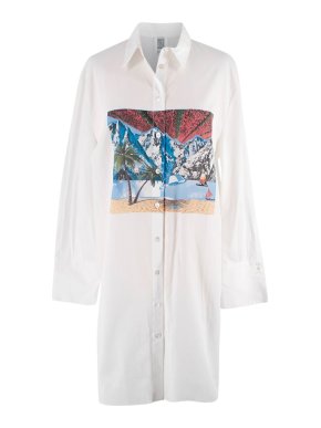 Rosie Assoulin White 'Wish You Were Here' Shirt Dress