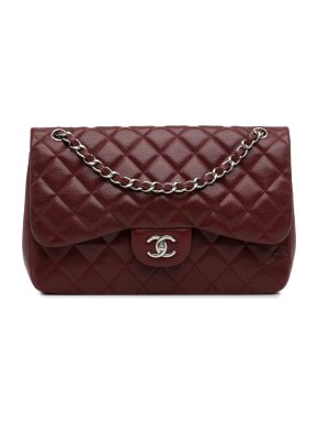 Chanel Burgundy Caviar Leather Jumbo Classic Double Flap Bag