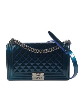 Chanel Teal Patent Leather Medium  Boy Bag