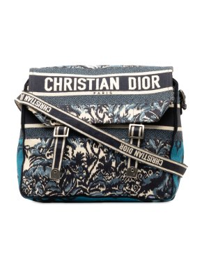 Dior Blue Large Embroidered  Diorcamp Messenger Bag