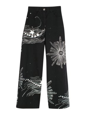 Chanel Cruise Collection  Black Astrology Print Wide Leg Jeans