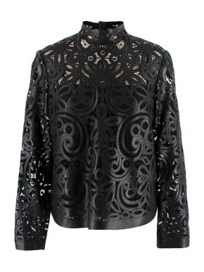 Christian Dior Black Lambskin Lace Shirt