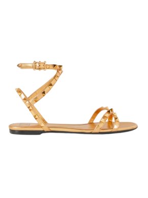 Valentino Gold Rockstud Flat Sandals