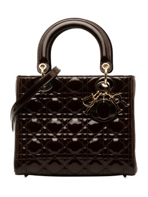 Dior Chocolate Brown Patent Leather Medium Lady Dior